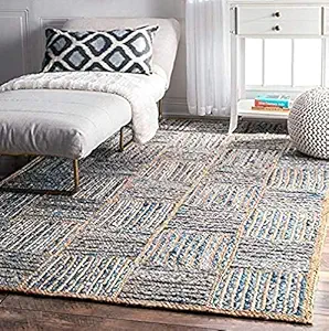 ayush handloom Natural Jute Braided Carpet Mats | Reversible Floor Covering Carpets Rug Mat | Anti Slip Backing Heavy Carpet Runner for Living Room Bedroom (4x6 feet Box)