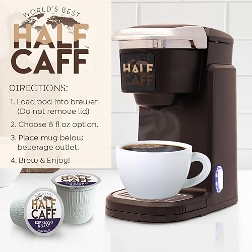 Miniatura 6 de World's Best Half Caff Café tostado expreso de 18 quilates, cápsulas de café de tostado oscuro reciclables producidas por energía solar, 100% café