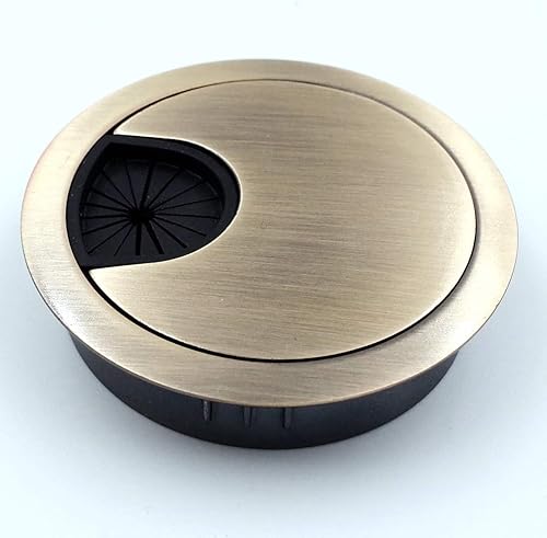 Miniatura 10 de Jetland Ojal de escritorio para organizador de cables, plata mate, se adapta a agujeros de 2 pulgadas, GMS53, paquete de 5 Plateado