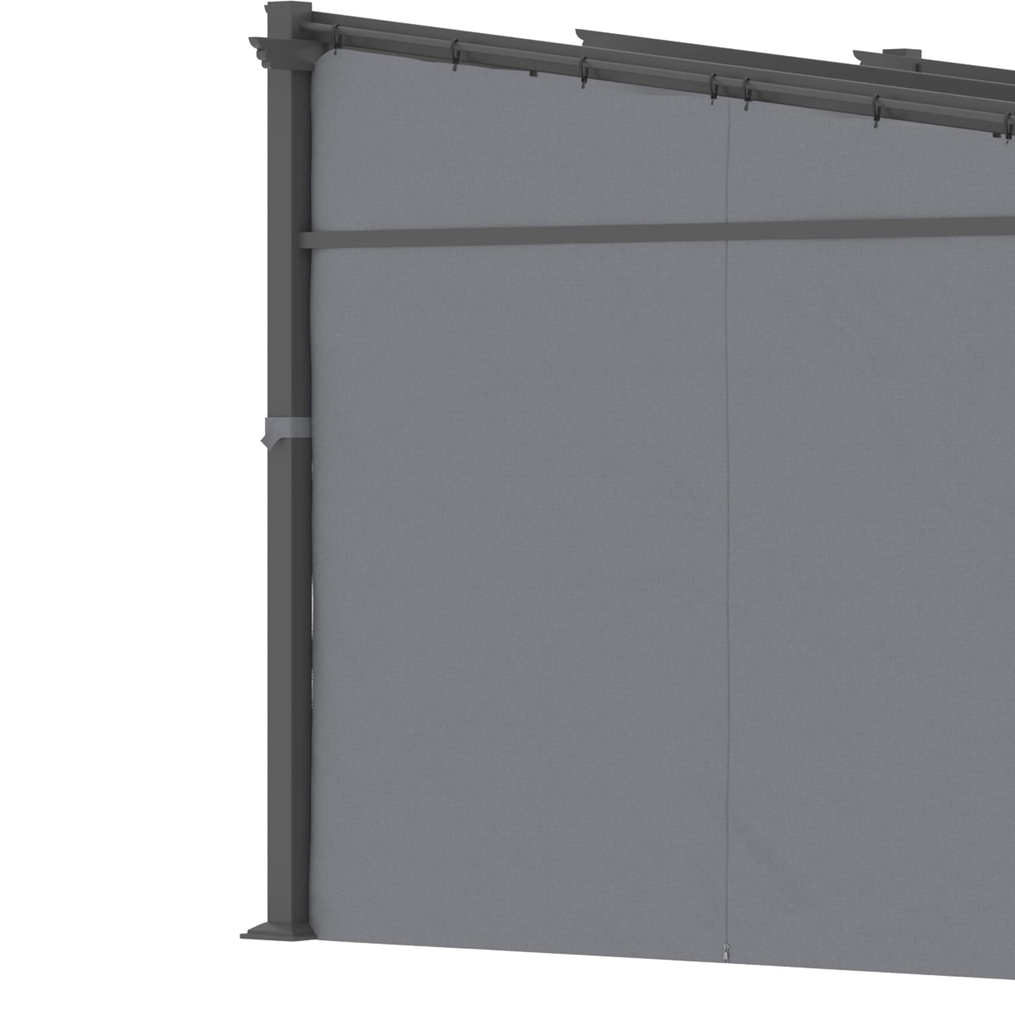 Outsunny Pergola 2,97 x 2,95 m Pavillon hydrofuge avec toit solaire et parties latérales, abri de terrasse, meubles de jardin, polyester gris foncé