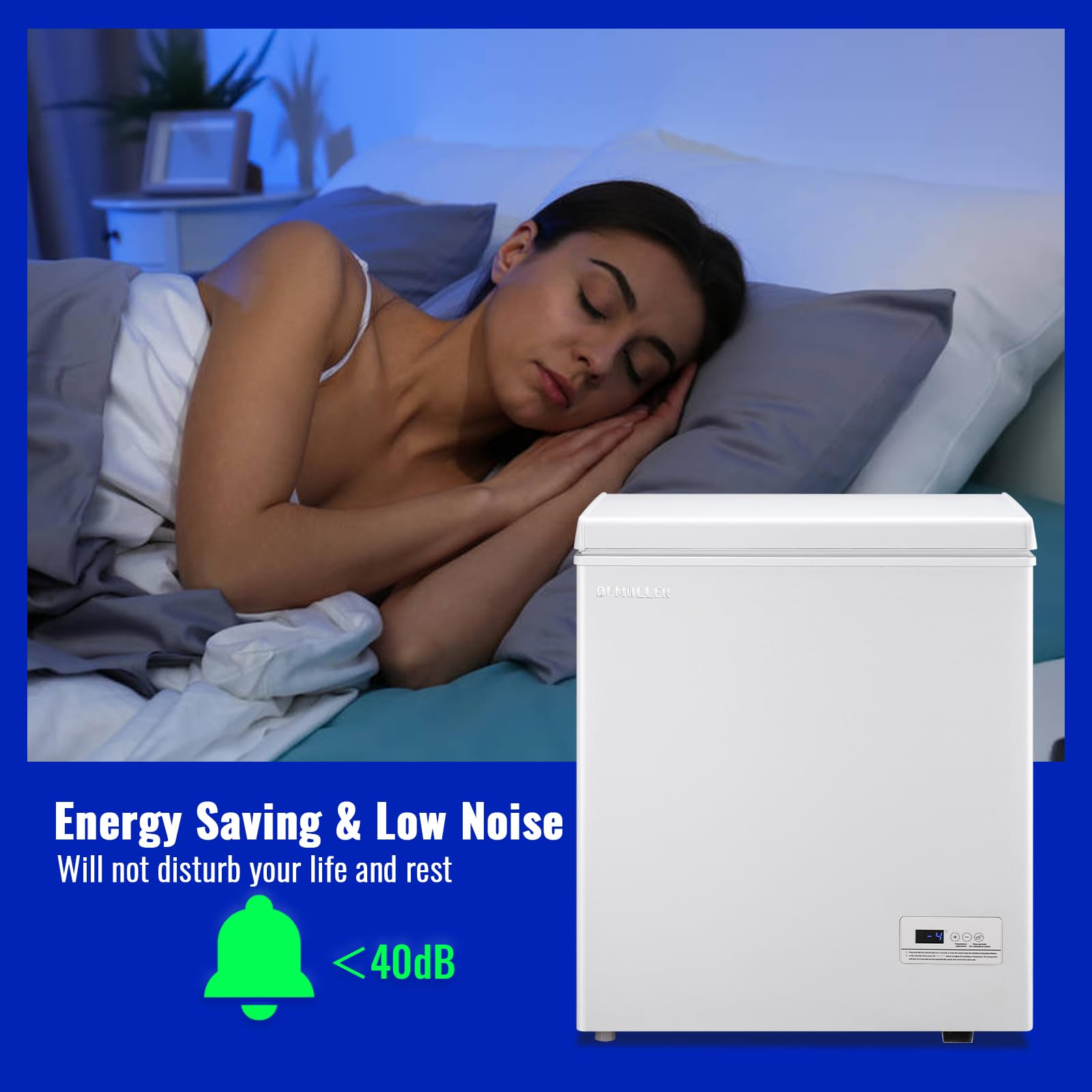 Demuller 4.0 Cu.Ft Chest Freezer With Electronic Panel, Accurate Temperature Display To 1 ℉, White Deep Freezing Machine With 2 Removable Baskets, Compact Size For Any Space on Fridge.com - View 6