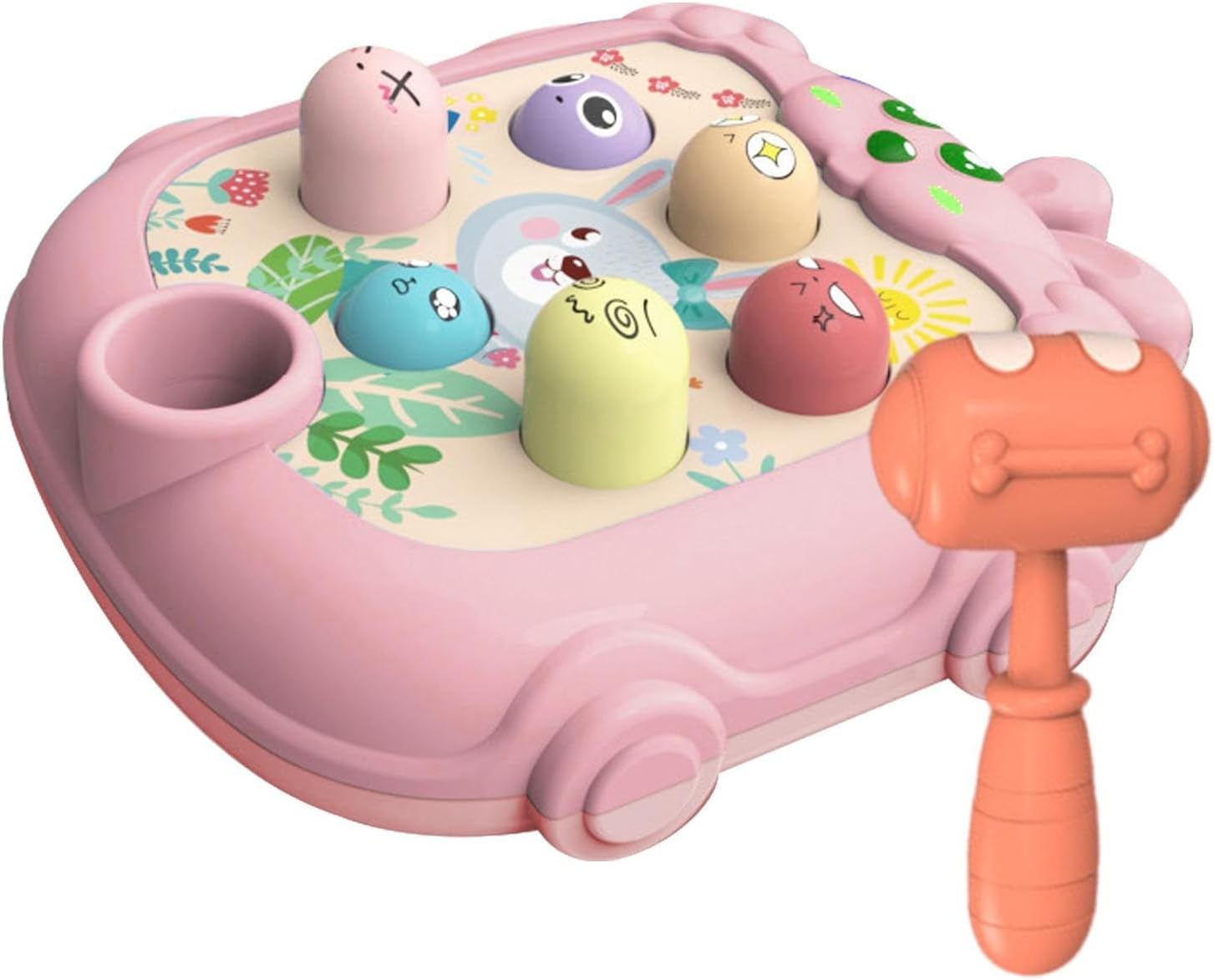 BeFunky Whack Game Mole - Interactive Fidget Toy and Game for Toddler | Cartoon Bunny Design Hammering and Pounding Toys with Hammer (Pink) - Image 7 thumbnail