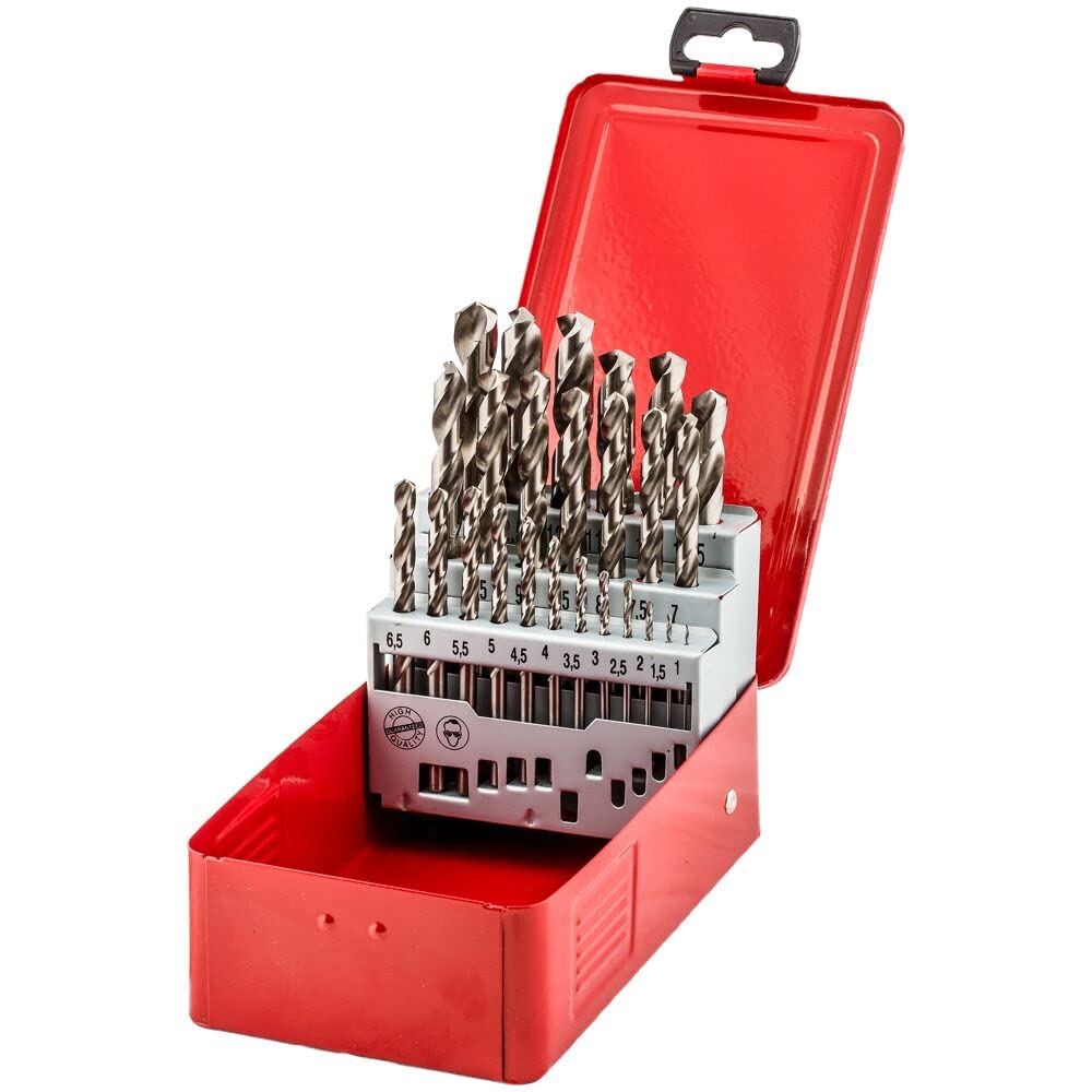 Fischer Set 25 Punte Trapano per Metallo, Box Metallico, Professionali in Acciaio HSS-G, Diametro 1-13 mm, Attacco Cilindrico, per Acciaio, Lamiera, Ferro, Ghisa, Alluminio, 536605