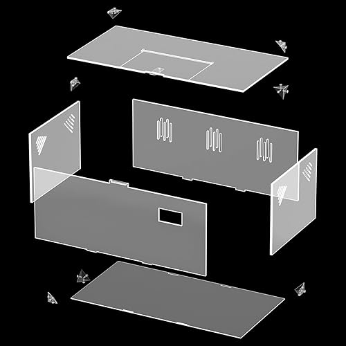 Acrylic Tarantula Enclosure, Reptile Terrarium Breeding Tank w/Temperature Hygrometer,Habitat Reptiles Feeding Box Isopod Terrarium Cage for Insect Lizard Home Office (Reptile-Tank-L(No Tray))(Reptile-Tank-L(No Tray))