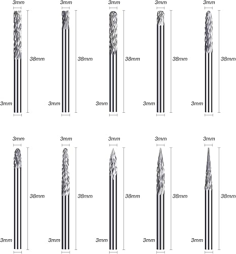 Miniatura 2 de HUHAO Juego de 20 piezas de fresas de carburo, herramienta de desbarbado, acero de tungsteno, amoladora de troquel, broca de accesorio, lima de