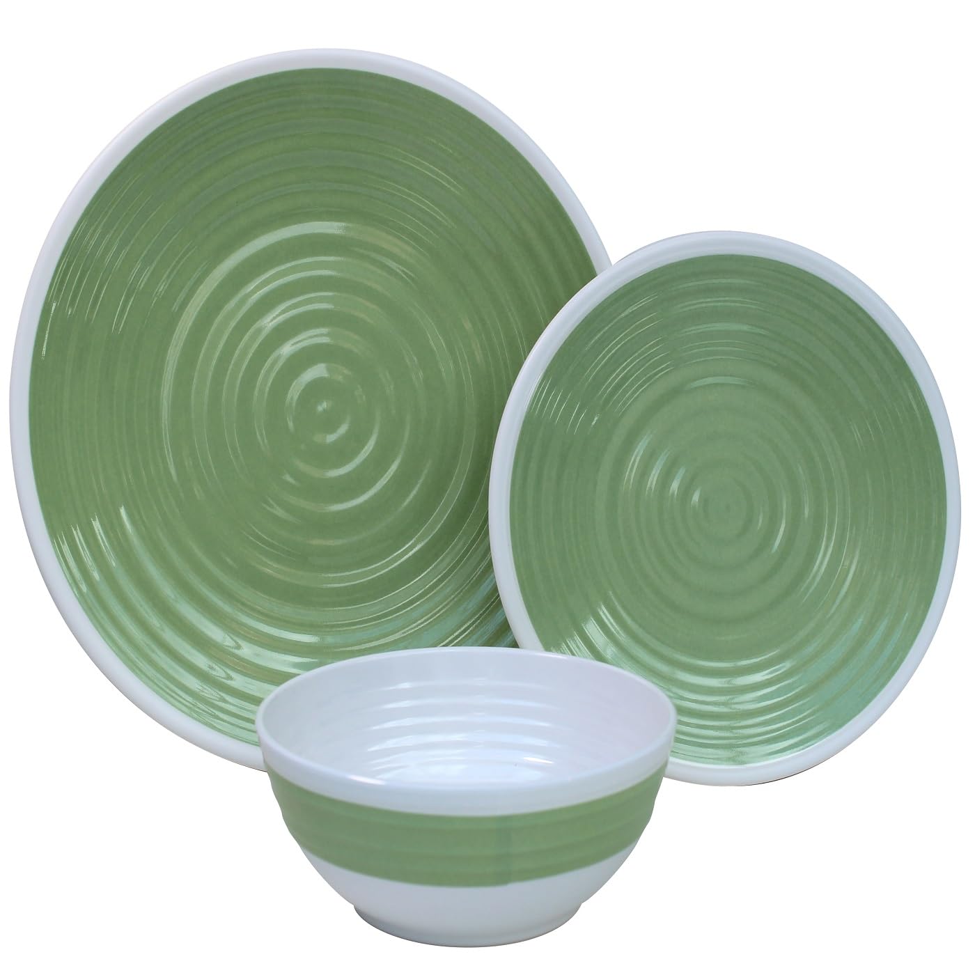 Premium 12pc Melamine Plate and Bowl Dinner Set Camping Tableware (Lime), Green