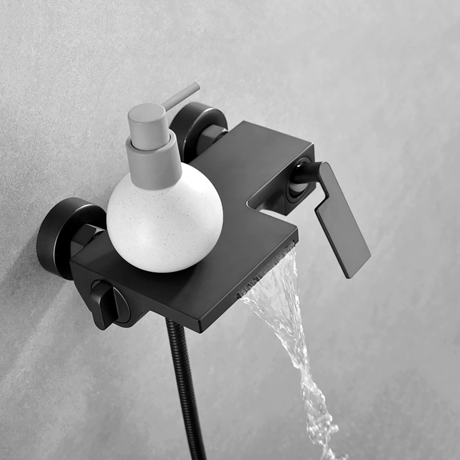 Bateria wannowa typu wodospad z prysznicem ręcznym Bateria wannowa, bateria ścienna do wanny, bateria napełniająca wannę, bateria jednouchwytowa z mieszaczem i wężem prysznicowym,