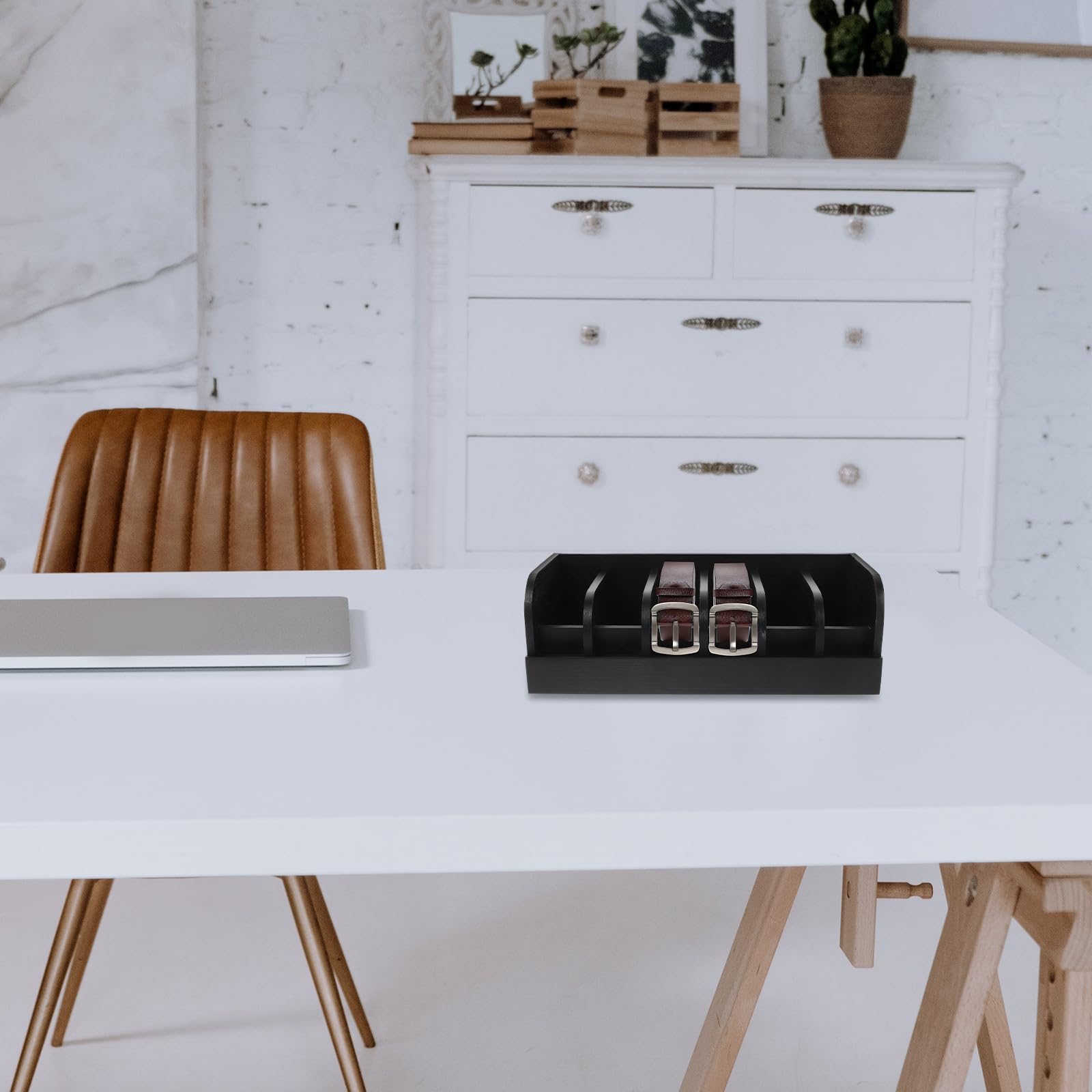 Organizador Negro en Compartimentos de Cinturones 6 de Diseño Rebabas para Exhibición y Almacenamiento Tiendas