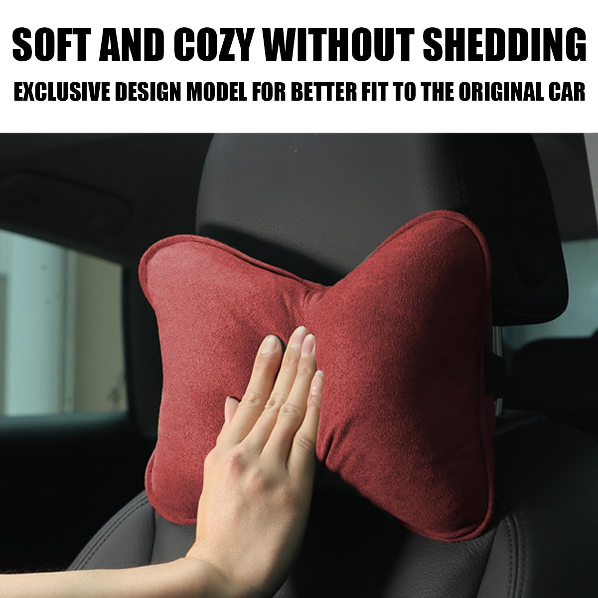 JNNJ Almohadas Reposacabezas Coche, Almohada Cervical Para Aliviar El Dolor De Cuello De Coche, Cojin Cervical Coches Para Condu, Almohada Para El Asiento Coche Con Correa Ajustable(Negro
