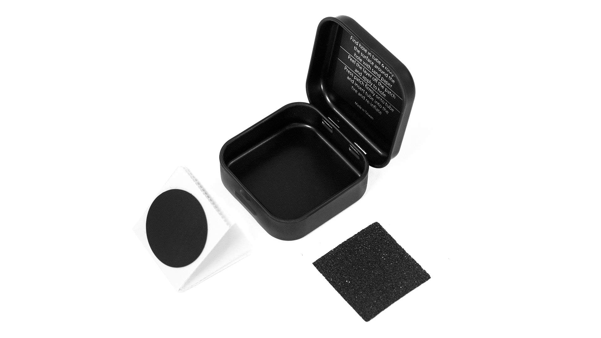 Muc-Off - Kit di Riparazione per forature, Senza Colla, con Toppe autoadesive, Kit di Riparazione per Camera d'Aria con Carta vetrata in Scatola da Viaggio