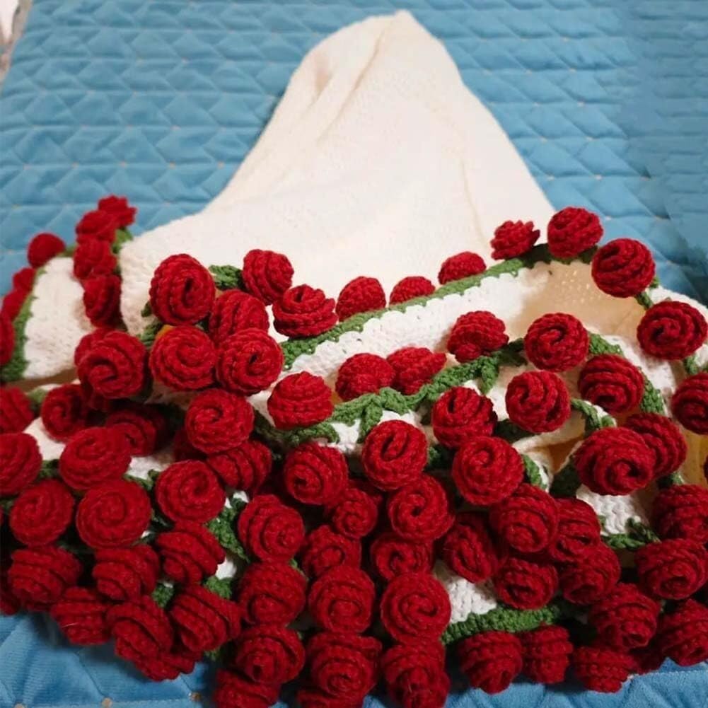 Amazon｜ブーケブランケット かぎ針編みフラワーブランケット バラの