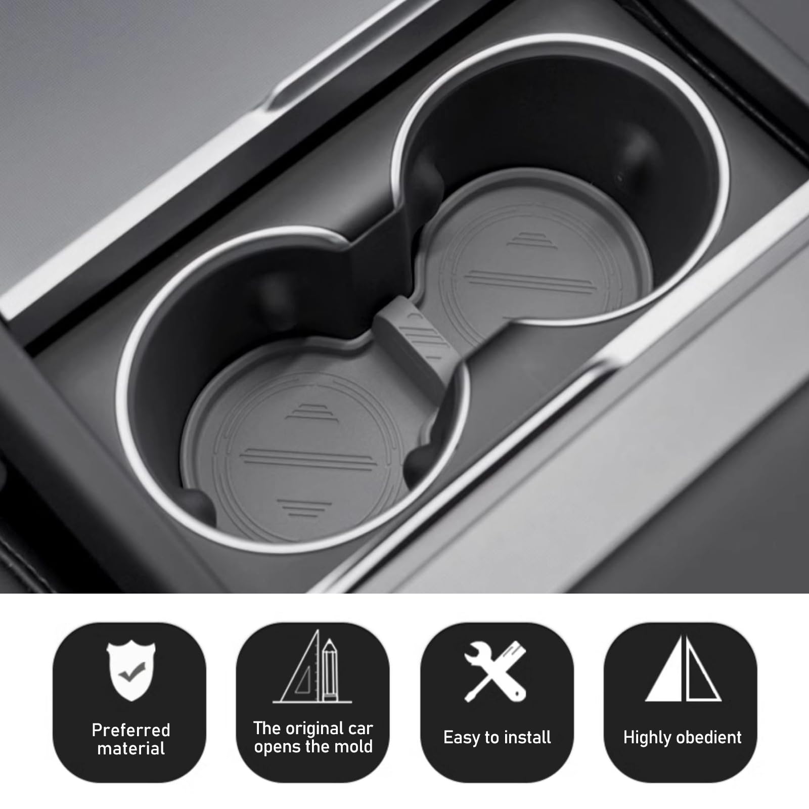 1 PC Car Coaster Environmentally Friendly Silicone Non-Slip Textured Scratch-Resistant Wear-Resistant Central Water Control Coaster Accessories Compatible with — view 5