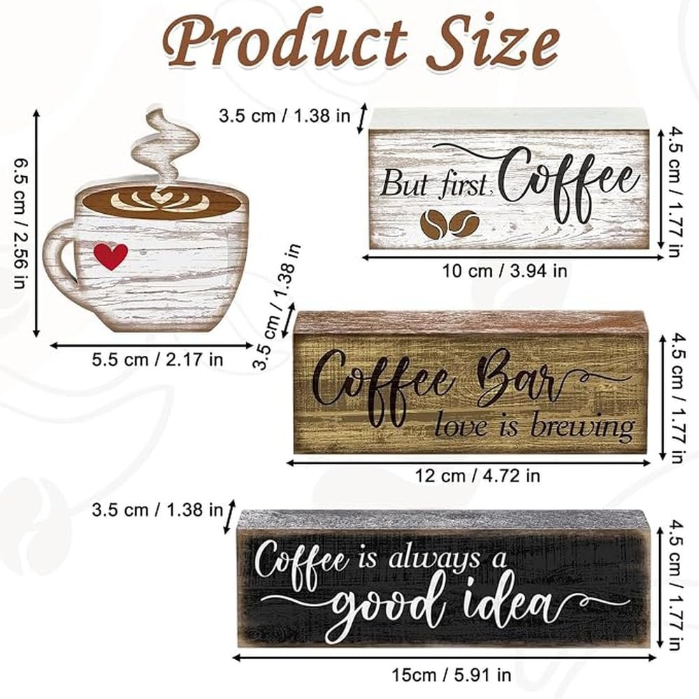 POXZSFX Premium Set Of 4 Coffee Bar Decorations Featuring Stylish But First Coffee Sign Exceptional Farmhouse Decor