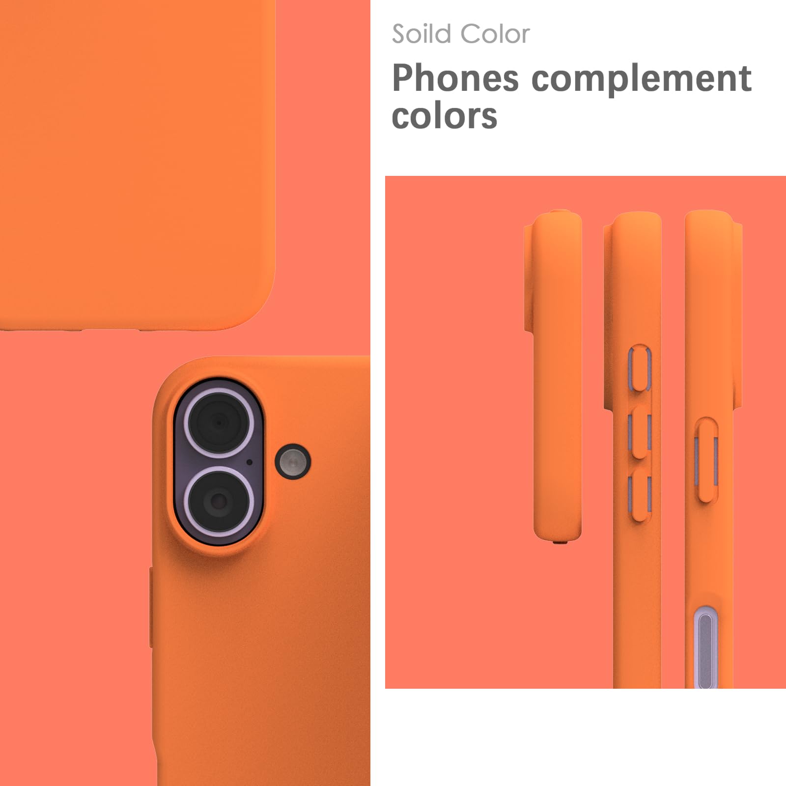 YATWIN Silicone Case for iPhone 17, Soft-Touch, Shockproof, DustProof, Antiskid Phone Cover for Apple iPhone 17 - Orange — Amazon image 3