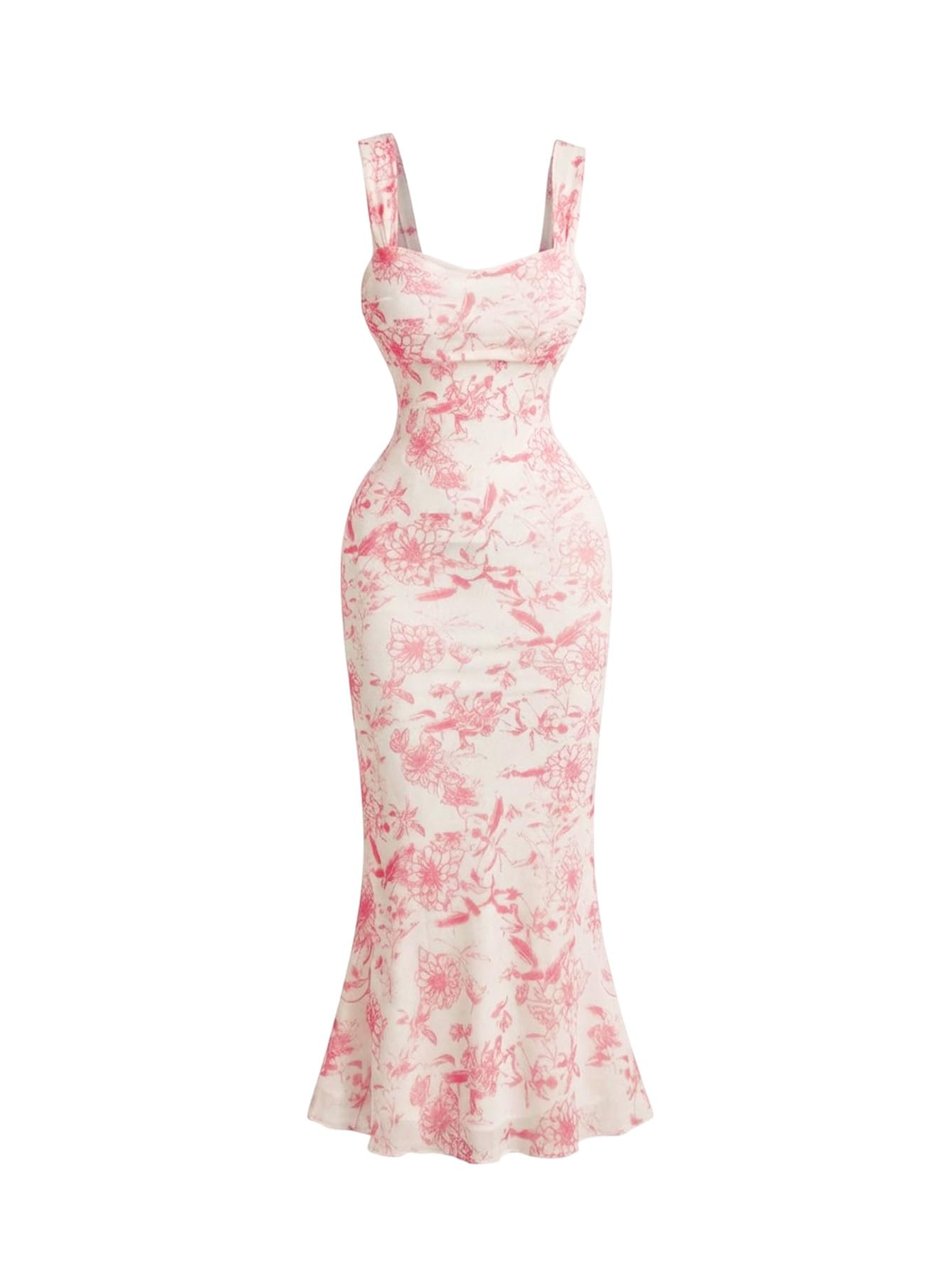 GORGLITTER Ruched Floral Midi Dress