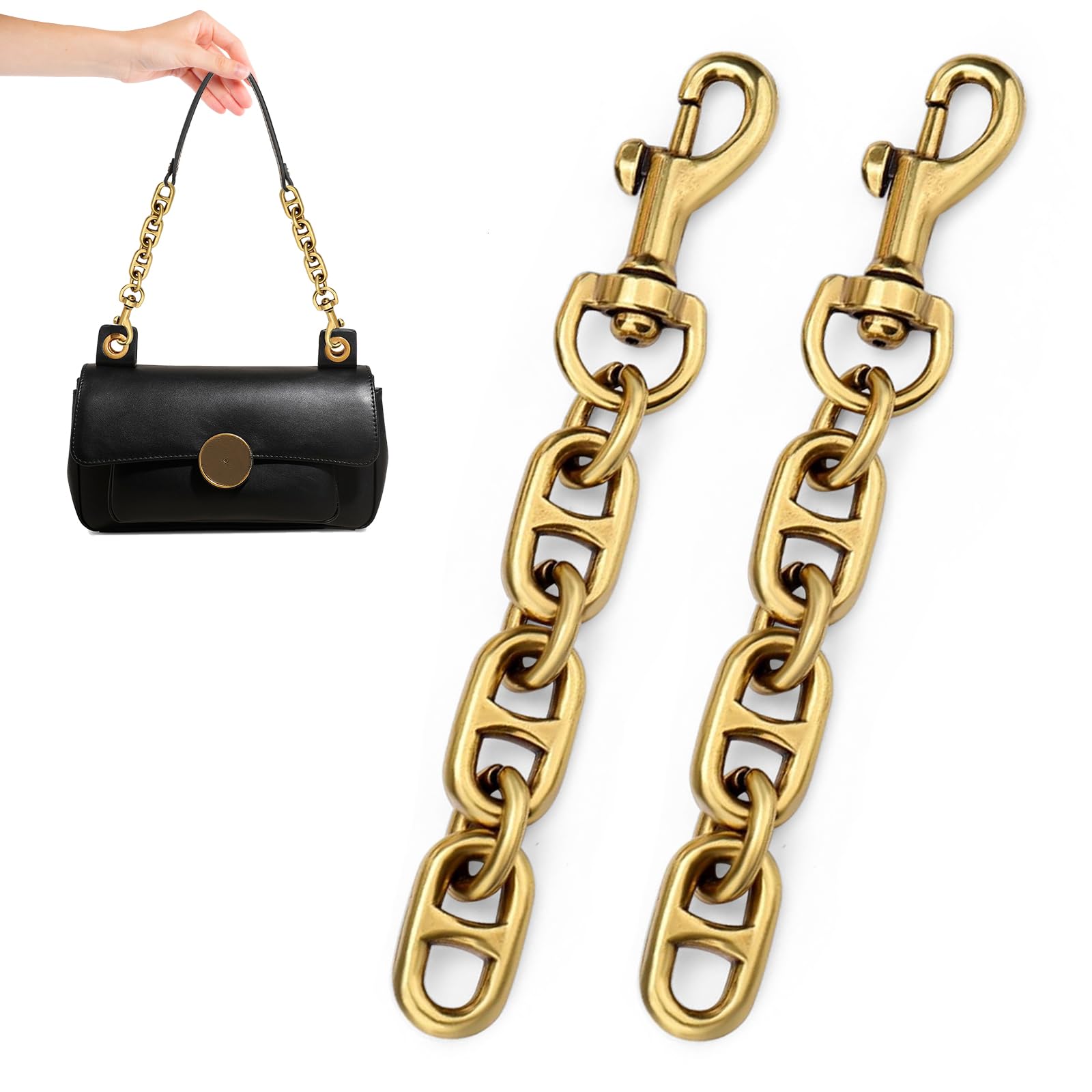 2PCS Gold Purse Extender Chains for Women – Short & Durable Metal Bag Extension Straps for Handbags, Totes, and Crossbody Bags – Fashionable Shoulder Strap Extenders for Comfortable Everyday Carry-picture-47