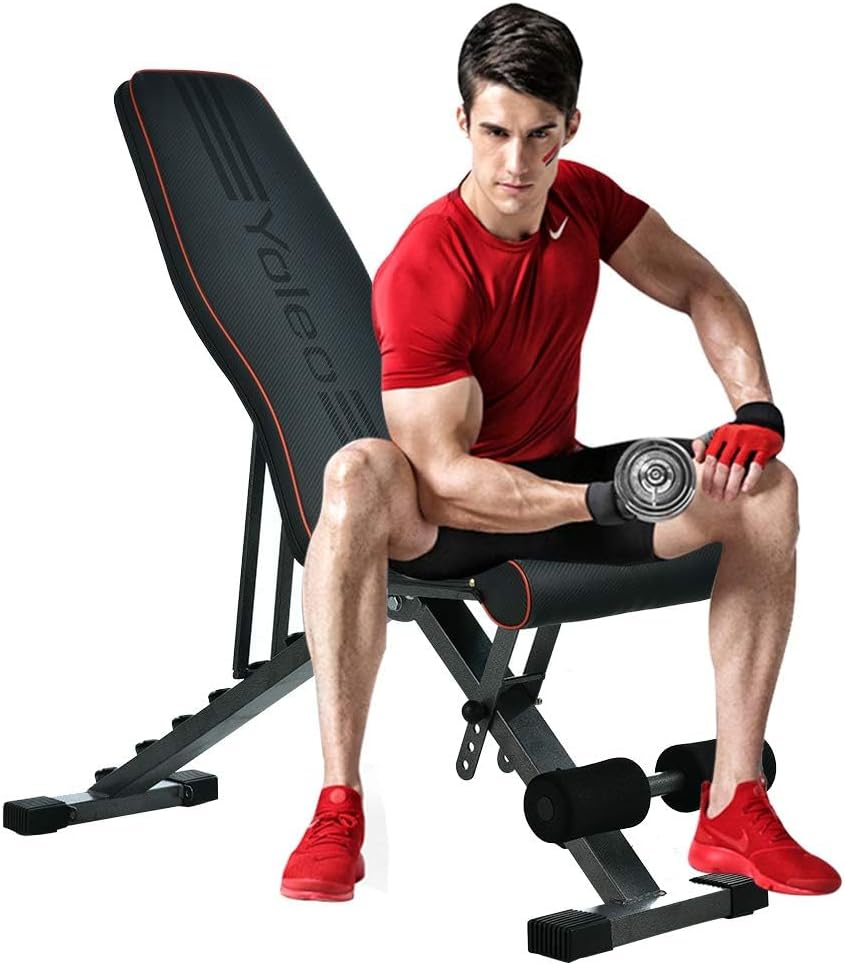 YOLEOAdjustable Weight Bench, 660lbs Capacity, Foldable, Home Gym Workout Bench for Strength Training Exercise