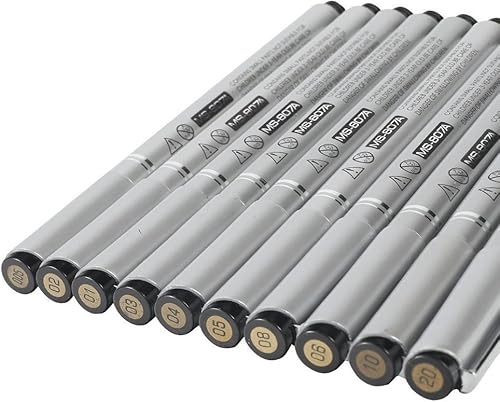 Miniatura 6 de Juego de 10 bolígrafos de punta fina con tinta de microlíneas multiliner para dibujo, punta ultrafina, para ilustración de artistas, cómics, manga,