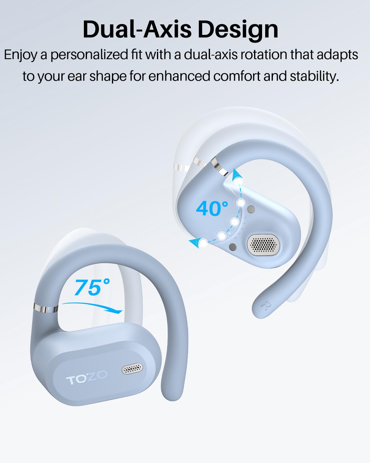 TOZO OpenWear Écouteurs Bluetooth sans Fil avec Traduction IA en Temps Réel
