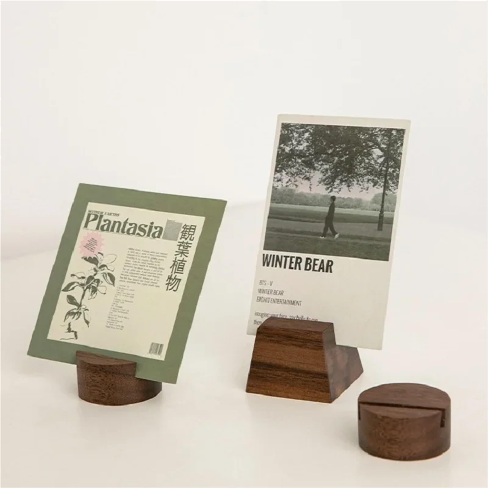 Tarjetero de madera Soporte for fotos de tarjetas madera maciza nogal, soporte for postales escritorio, Base calendario creativa, Clip for mensajes