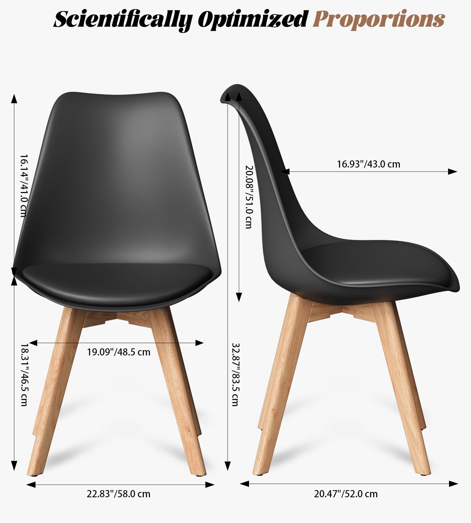 Stanew Chaises de Salle à Manger, Lot de 6 Chaises Scandinaves, Chaise de Cuisine, Idéal pour Salle à Manger, Salon, Chambre à Coucher, Chaises Noires