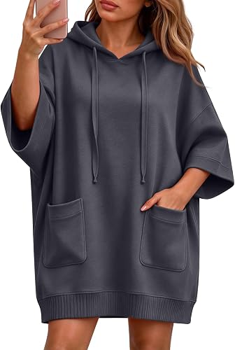 Hoodie Dress for Women with Pockets Long Sleeve Oversized Sweatshirt Dress