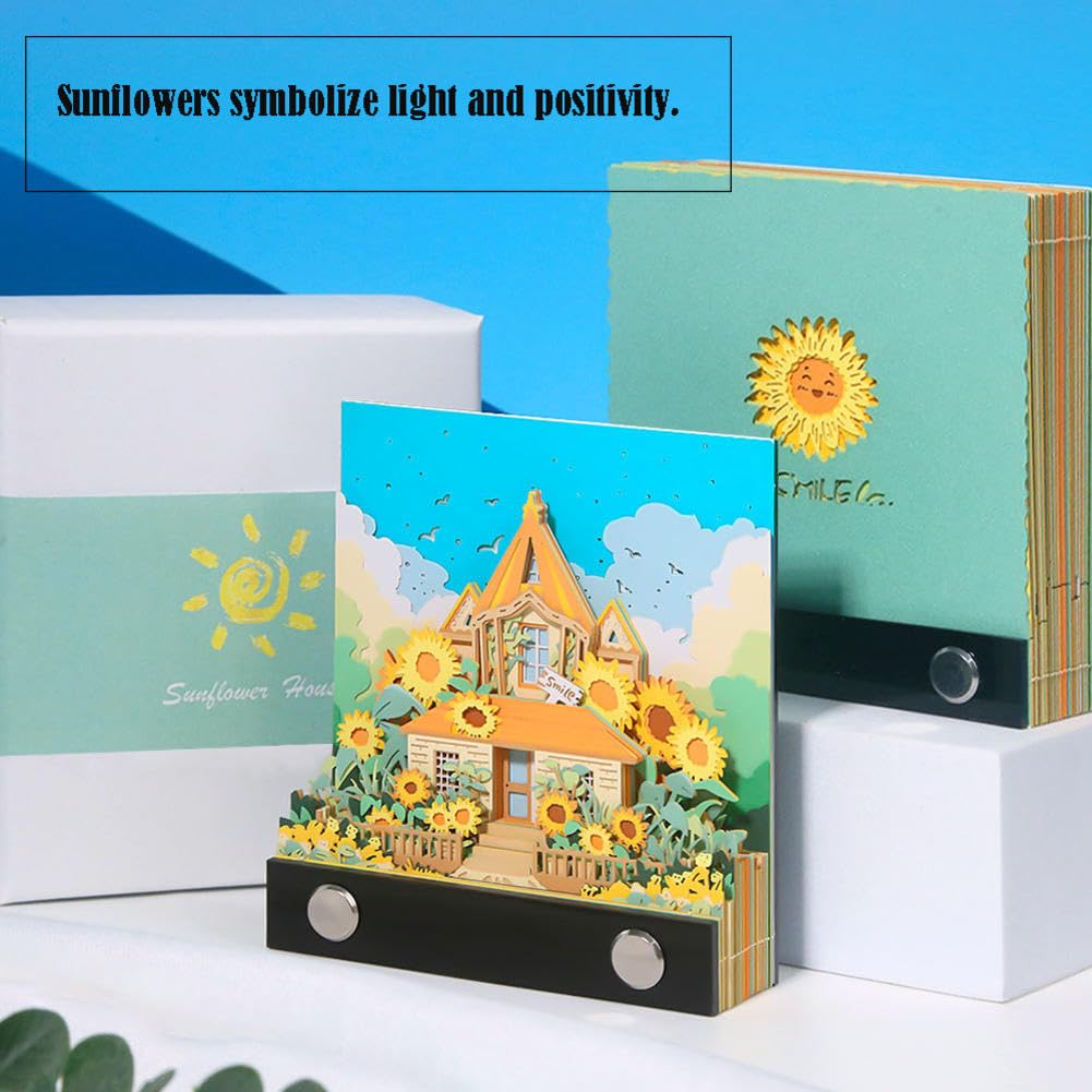 Calendario girasole, blocco note 3D, modello di scultura di carta strappabile divertente ed estetica