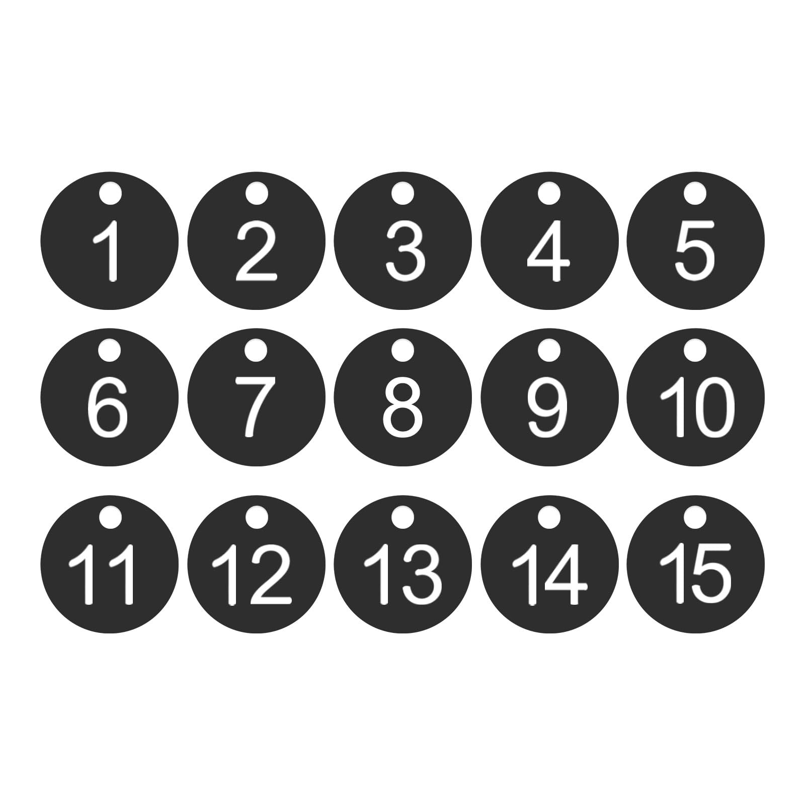PATIKIL 1-15 Number Tags, 15Pcs Round ID Number Key Tags Plastic Numbered Keychain for Luggage Lockers Organizer Field Sales Hangers Clothes Labels, Blue-Black โ image 1
