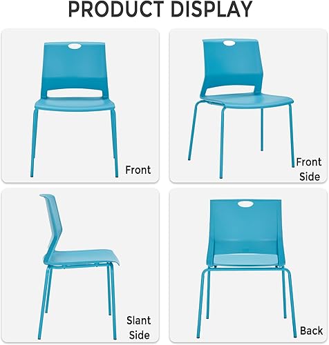 Miniatura 2 de Sidanli Sillas de sala de espera, sillas de oficina apilables con cómodo asiento aerodinámico, sillas apilables azules sin ruedas para sala de