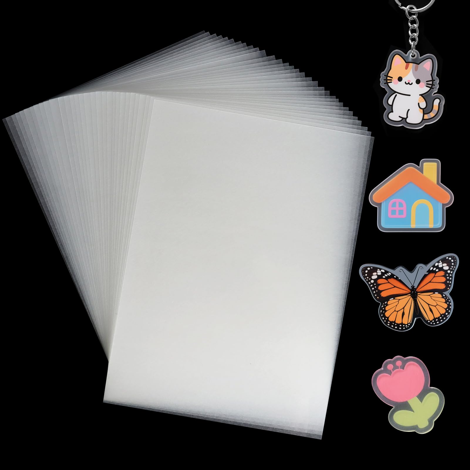 Hanqing 30 Pcs Shrink Plastic Sheets, Semitransparent Sanded Shrink Films Papers for Craft DIY Creating Key Chains(A5/7.9 x 5.7 inches)