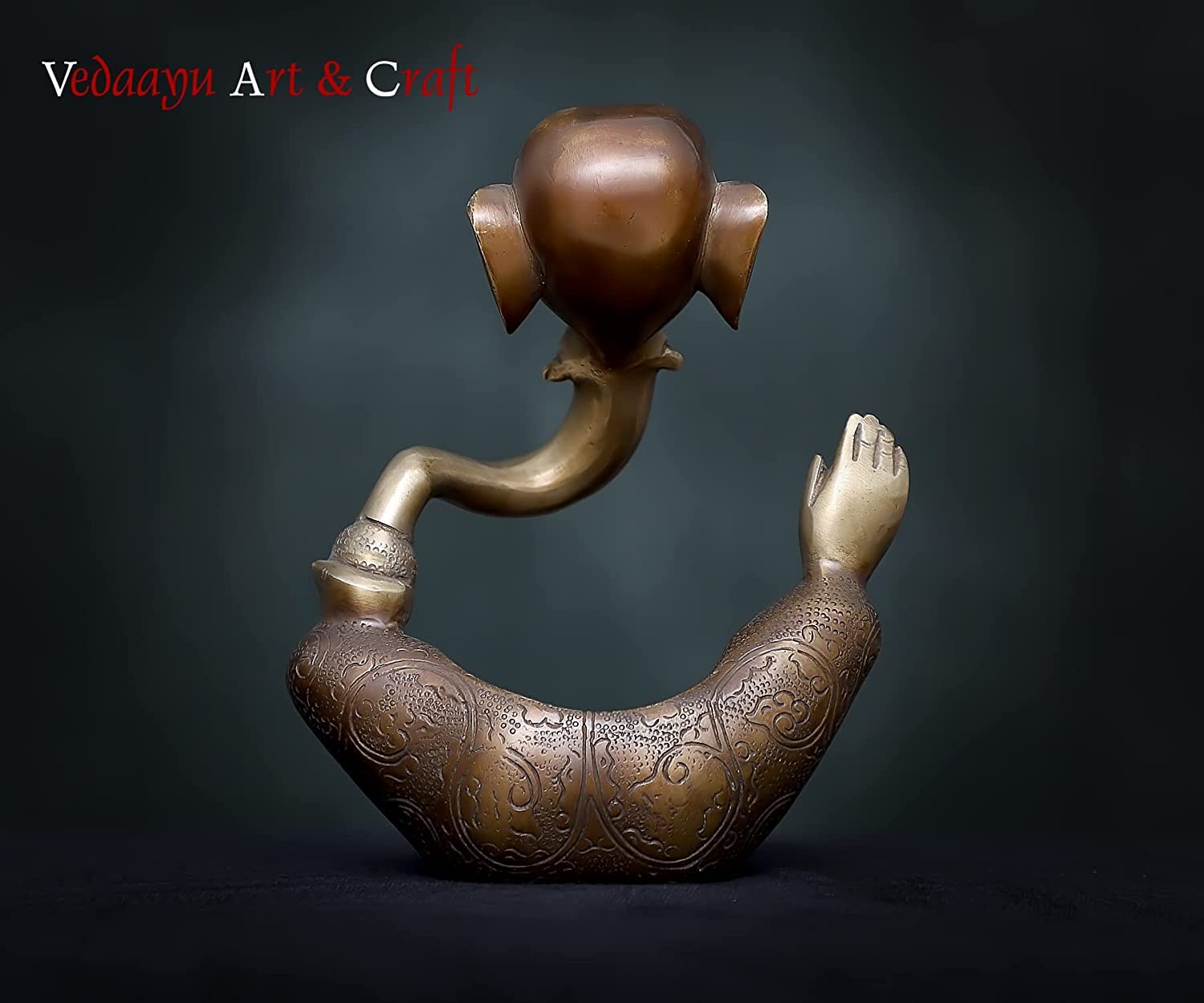 Vedaayu Statue de Ganesh en laiton pour décoration d'intérieur, statue de Ganesh abstraite en laiton, statue de Ganesh en laiton double ton, idole de Ganesh antique, Ganesh moderne pour