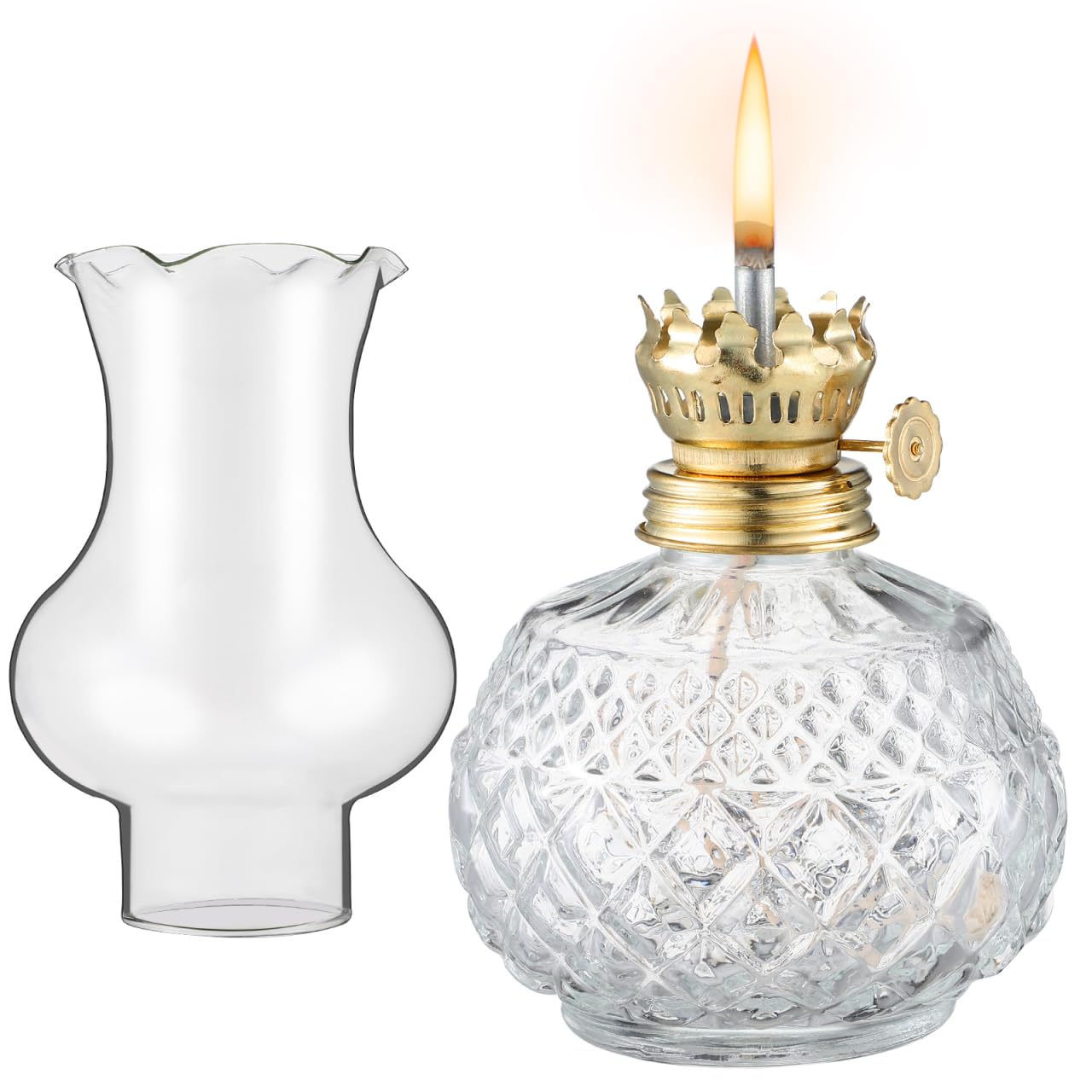 JECOMPRIS Glass Kerosene Lamp Vintage Oil Lantern with 3.5Mm Wick Perfect for Indoor and Outdoor Use 7 Inches Tall