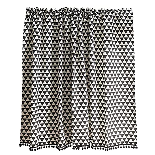 Cortina corta estilo country de algodón y lino para media ventana con bolsillo 2