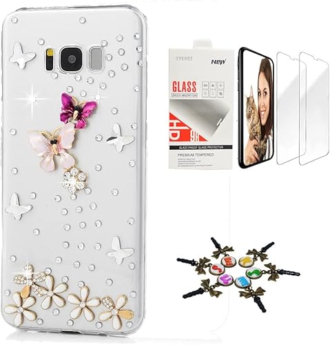 Miniatura 10 de STENES Funda para Galaxy Note 8  Elegante  3D hecha a mano Serie Brillante Bling Heart Rhinestone Bonito diseño de lazo compatible con Samsung