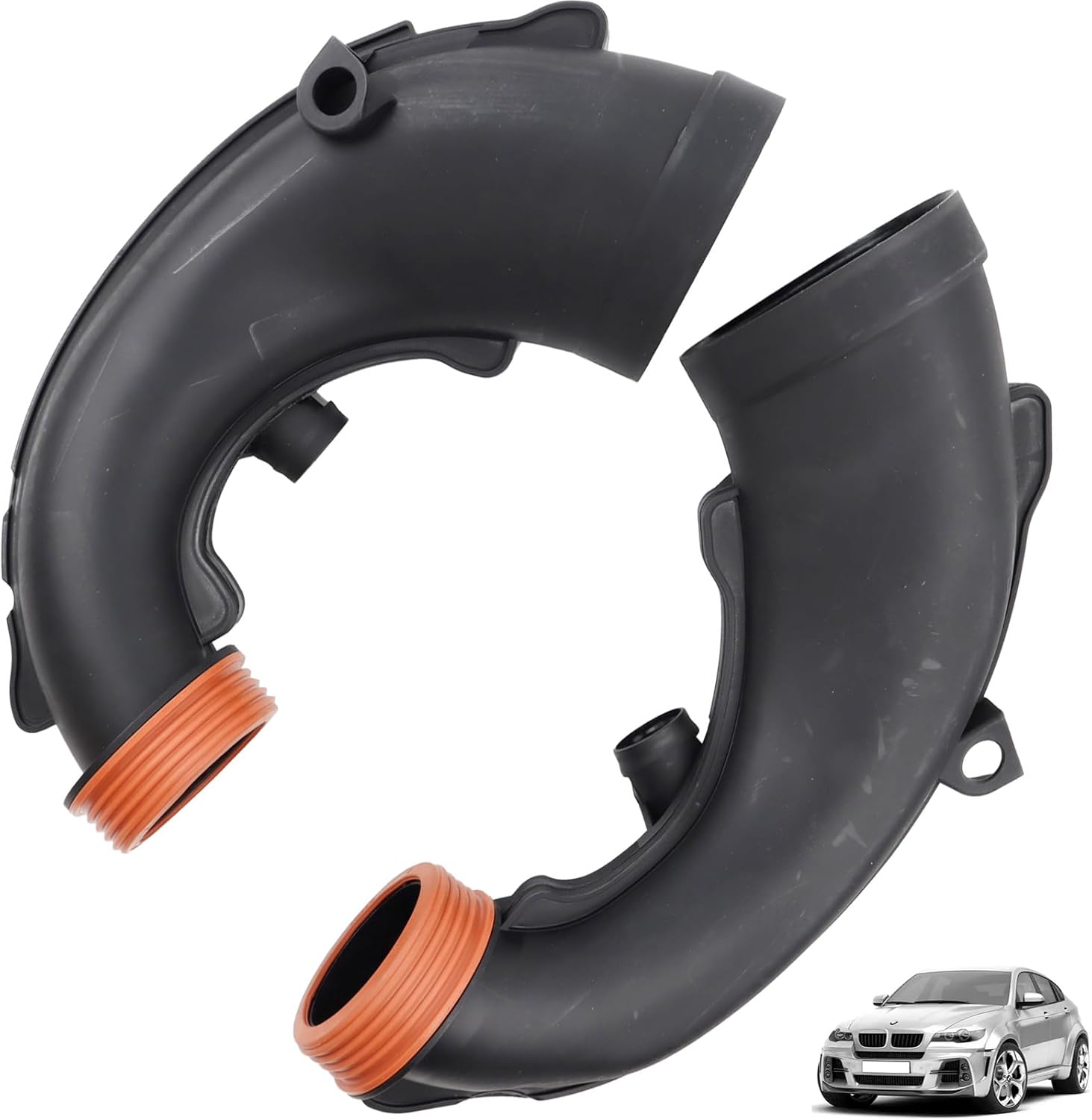MUCO Rear Engine Air Intake Hose Kit 13717577452 13717577451 Duct hose Left Right Fit for B-MW E70 E71 F02 F06 F07 F12 08-17 5 6 7 Series X5 X6 550i 650i xDrive 750i 750Li X5 X6 Air Intake Pipe Duct