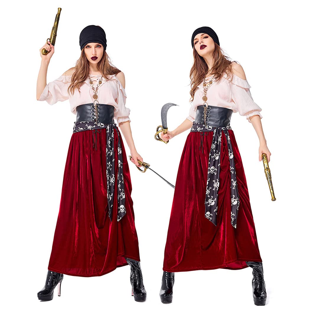 Kostium na Halloween retro kobiety pirat kapitan kostium strój wieczorowe imprezy tematyczne bal przebranie na karnawał akcesoria