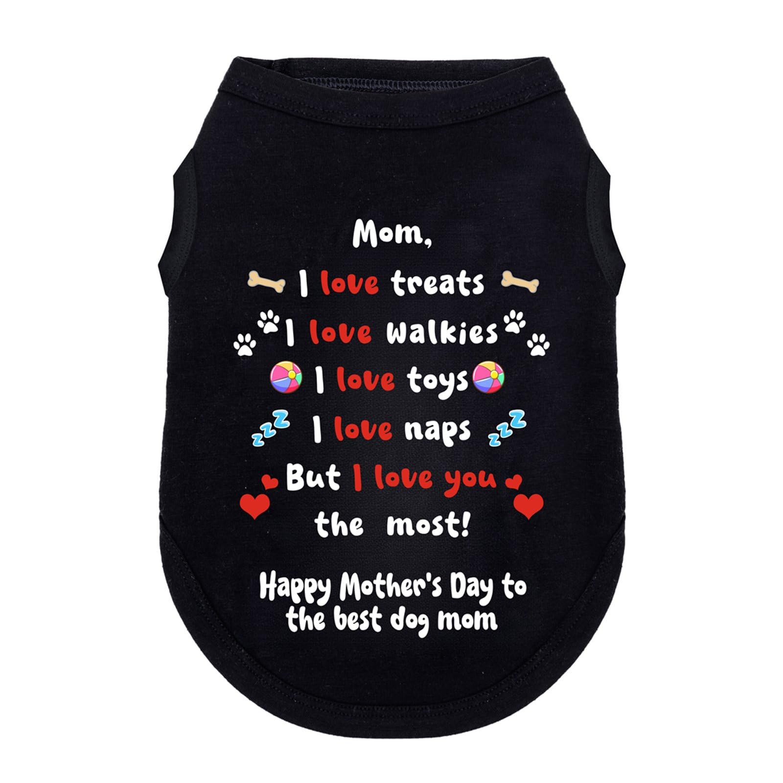 Wollmix Happy Best Dog Mom Mother's Day Small Dog Clothes Outfit T-Shirts Gifts for Women – Large Medium Sized Girl Female Dogs Puppy Sleeveless