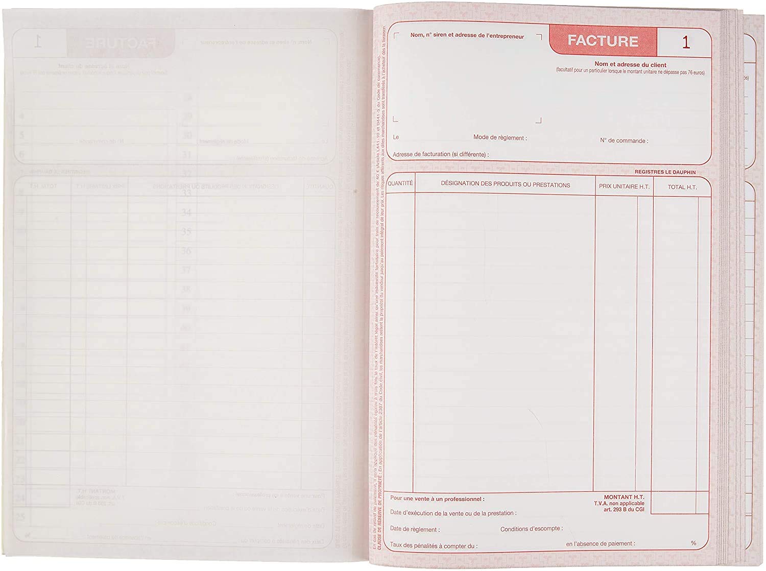 Lot de 3 Manifold FACTURES AUTO-ENTREPRENEUR 14,8x21, 50 dupli autocopiants
