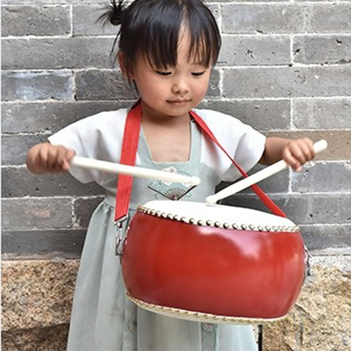 Amazon | 太鼓 和太鼓 23cm 小太鼓 牛革張り 赤色 バチ 楽器 練習 演奏