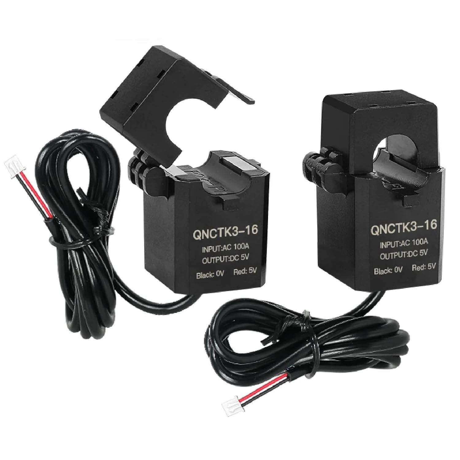 QNCTK3-16 Split Core Current Transformer, AC 100A Input, DC 5V Output, 0.5% Accuracy, Clamp-On CT Sensor (AC 100A Output DC 3.3V)