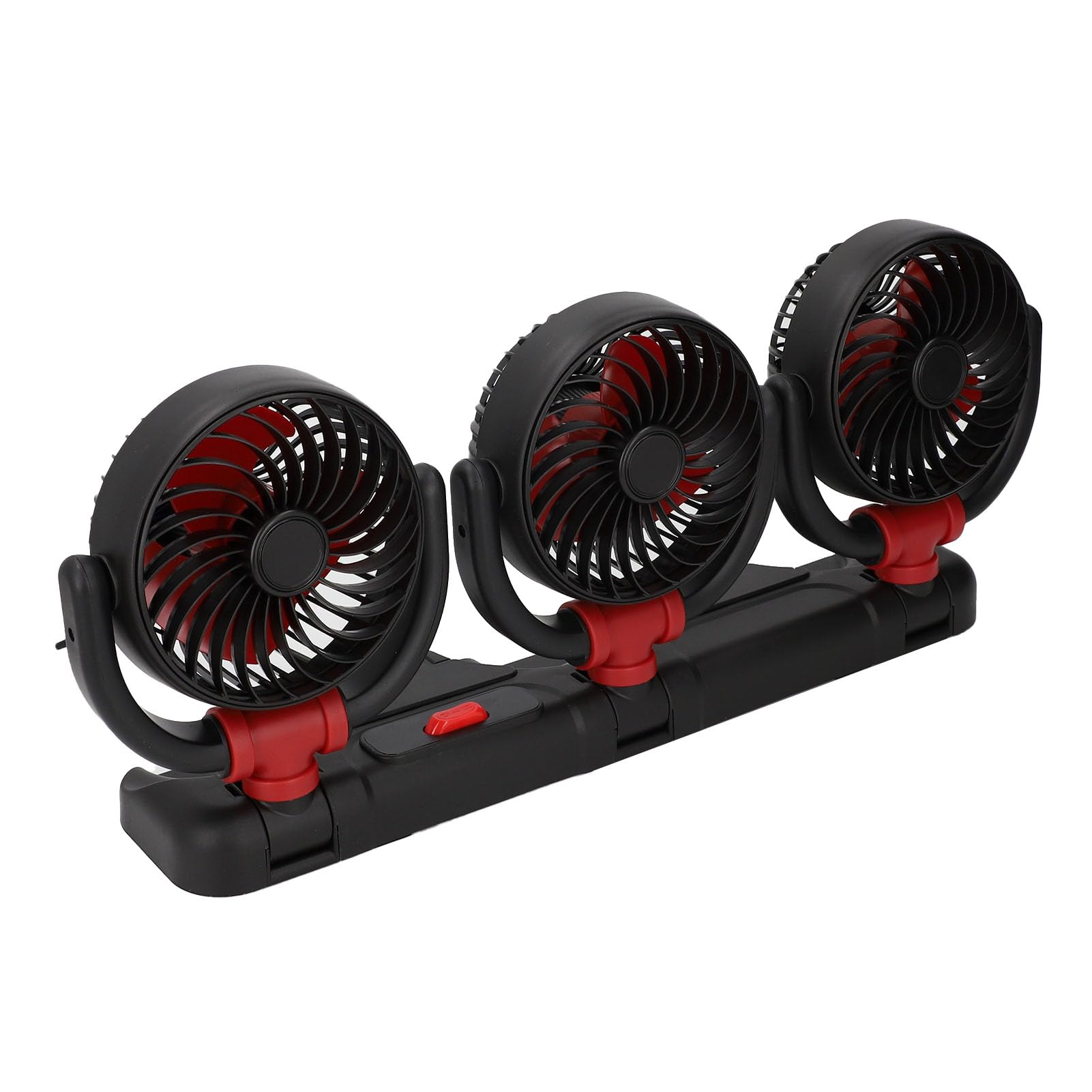 Ventola di Raffreddamento a 3 Teste Ventilatore Elettrico per Auto Portatile 12V PVC Triplo Flusso d'aria con Supporto per Telefono Supporto a Ventosa per Camion SUV RV Van Boat Drivers (24V)