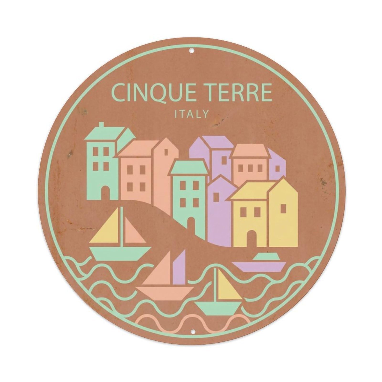 Vintage Travel Cinque Terre Italy Icon Metal Tin Sign