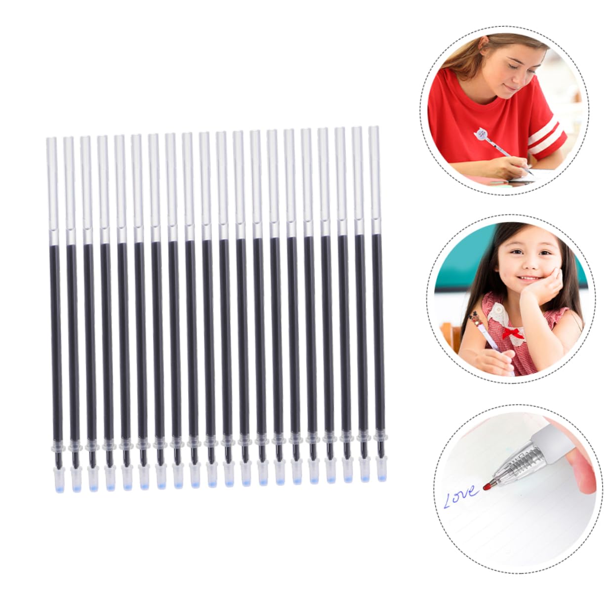 Recambios para Bolígrafos Neutros 0,5mm Negro Tinta de Alta Tecnología y 200 Piezas de Plástico para Material Escolar y Papelería Estudiantil