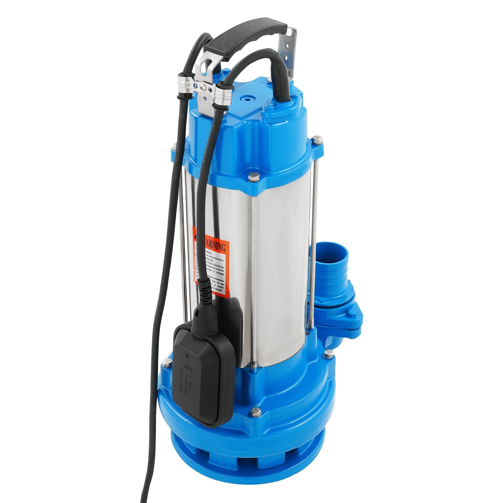 Pompa sommergibile per acque sporche, in acciaio inox, 2200 W, con interruttore a galleggiante, altezza di mandata 25 m, profondità di immersione 30 m, pompa sommergibile per acque reflue (blu)