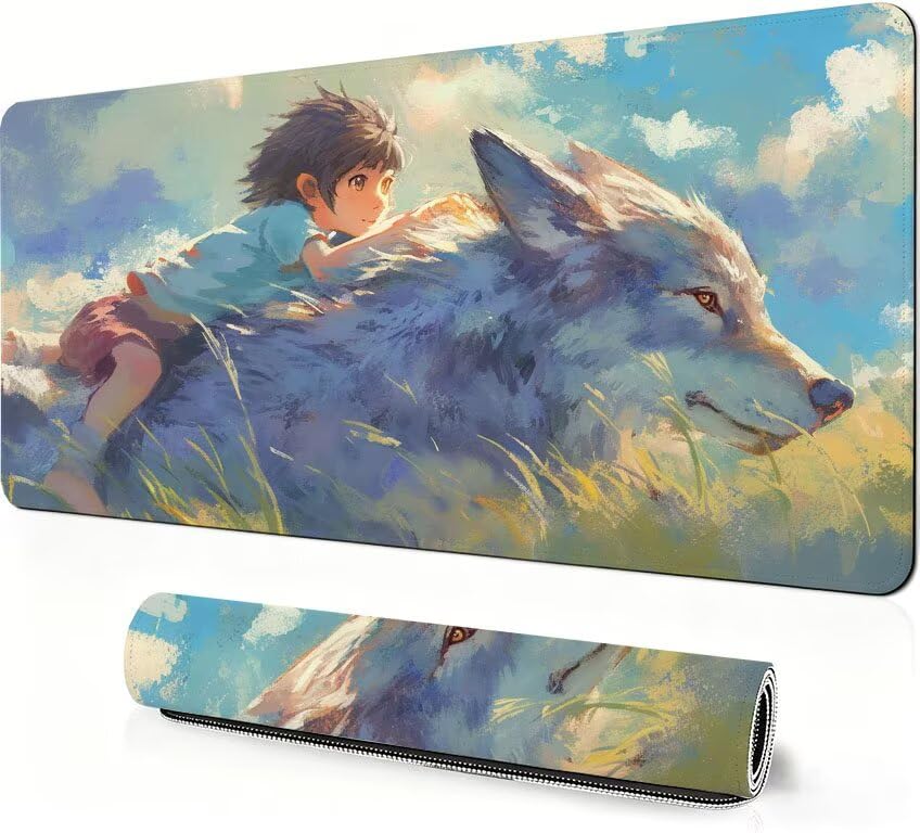 Idée cadeau garçon tapis de souris XXL loup pour bureau