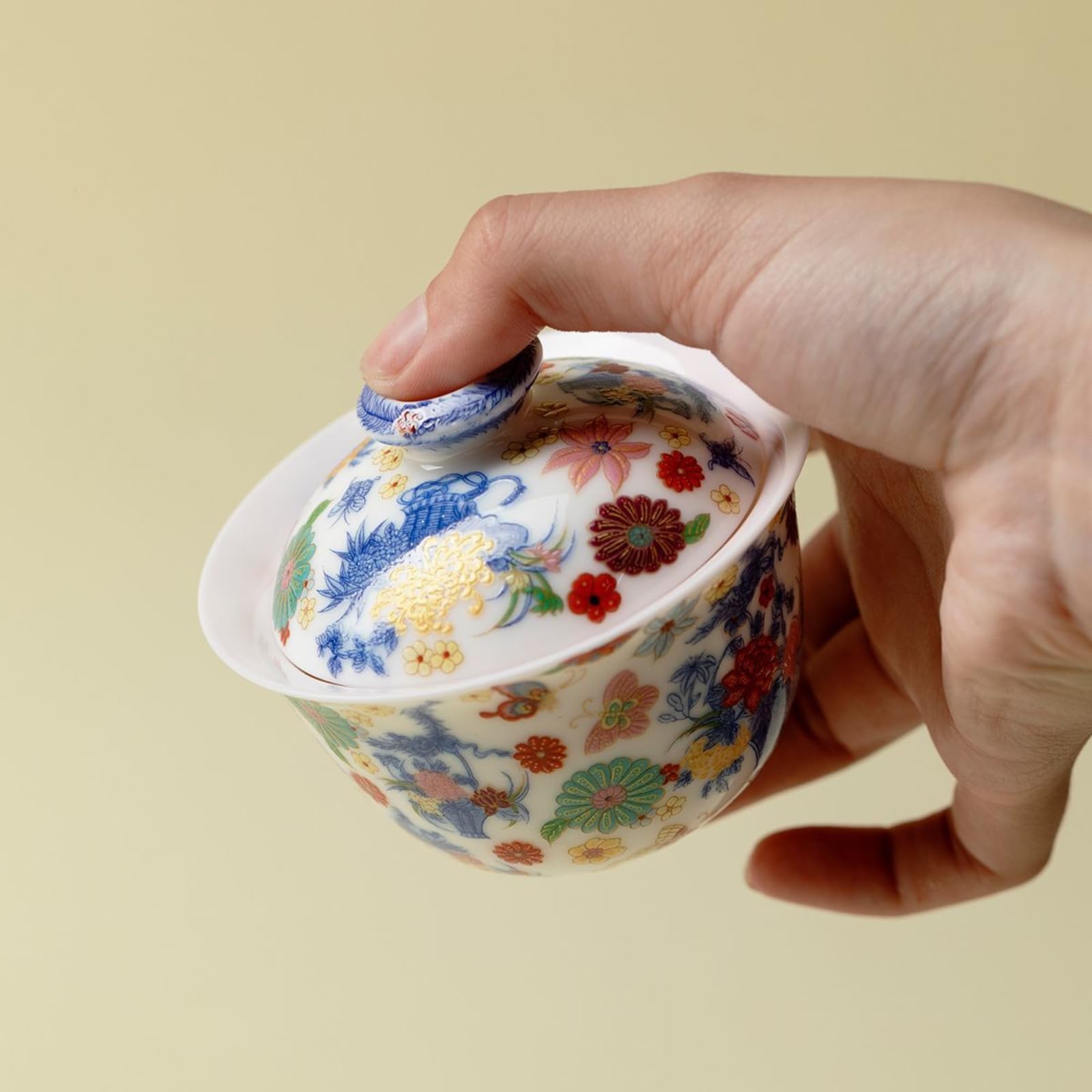 Ręcznie rysowany Gaiwan, 120 ml, zestaw do herbaty Kung Fu odporna na ciepło miska do herbaty