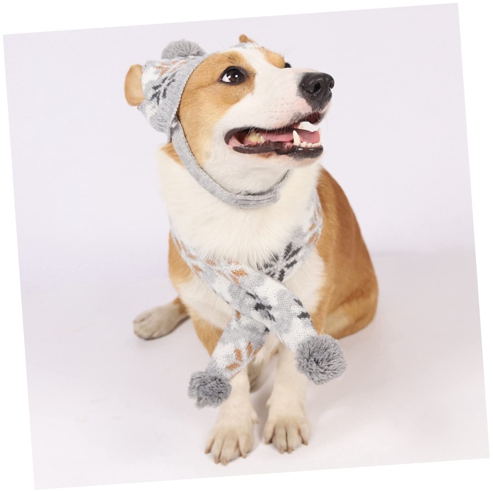 YARNOW 2 Sätze Weihnachtliches Hundeschal Mützen Warme Atmungsaktive Strickmütze und Schal für Kleine bis Mittlere Hunde Leichtes Zubehör für Festtage und Haustierpartys