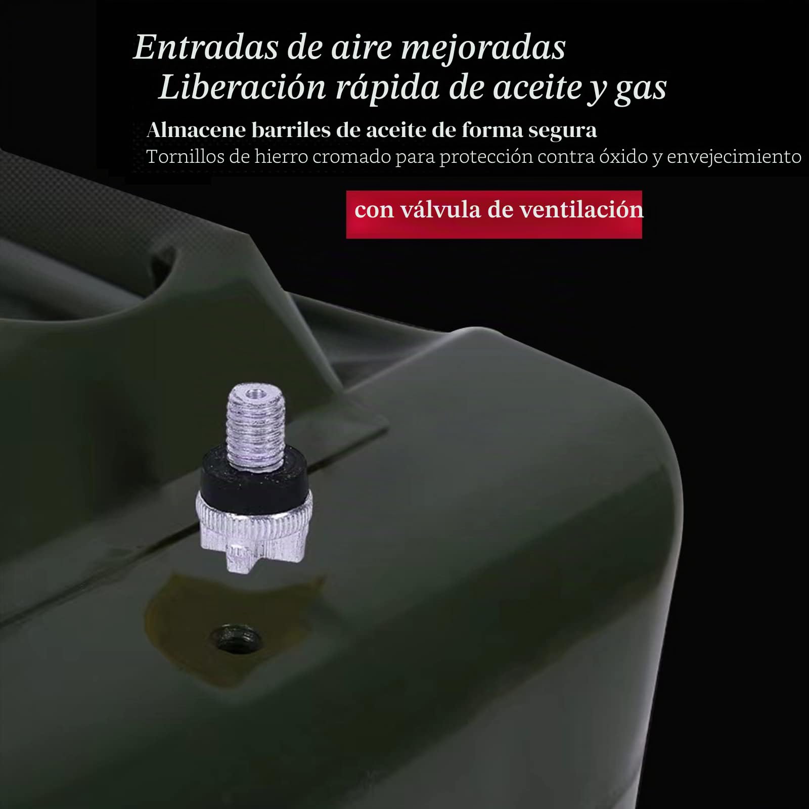 Latierra Bidón de gasolina de metal de 20 litros, hasta 4 veces más rápido que los bidones convencionales, para gasolina y diésel, certificado UN