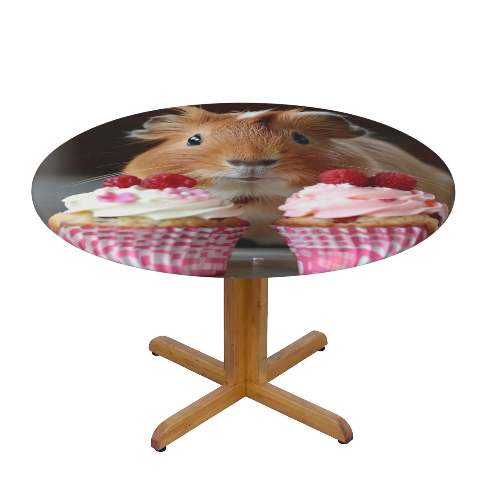 Guinea Pigs And Cupcakes Print Round Tablecloth Waterproof Table Cover Wipe Clean Washable Table Protector For Dining Room