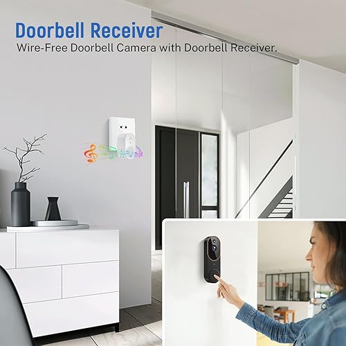 Miniatura 5 de Orbitell Cámara inalámbrica con timbre de video Wi-Fi con audio bidireccional, detección de movimiento AI, visión nocturna y almacenamiento en la